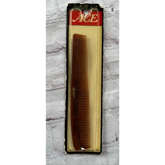 Vintage Genuine Ace All Purpose Hair Comb Brown Tortoise Print Retro Barber NEW - Picture 1 of 6